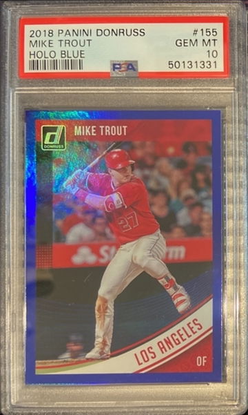 2018 Panini Donruss Mike Trout Holo Blue GEM MINT PSA 10