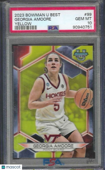 2023 Bowman University Best Georgia Amoore #99 Yellow Refractor PSA 10