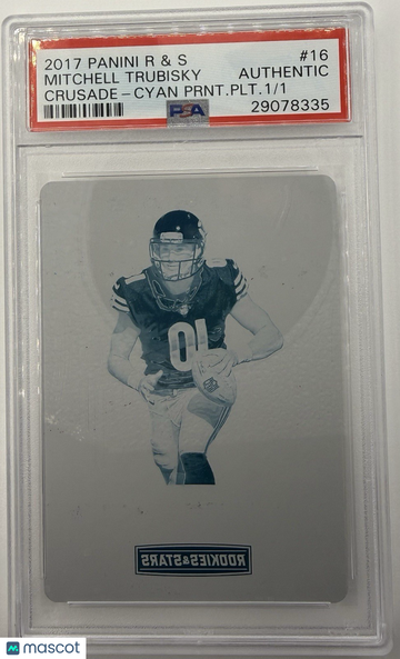 2017 Panini Rookies & Stars Mitch Trubisky Mitchell Trubisky #16 Cyan Printing Plate Printing Plate One of One Rookie Ch