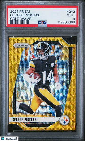 George Pickens 2024 Panini Prizm Gold Wave Short Print Parallel/Variety 08/10 PSA 9 #243