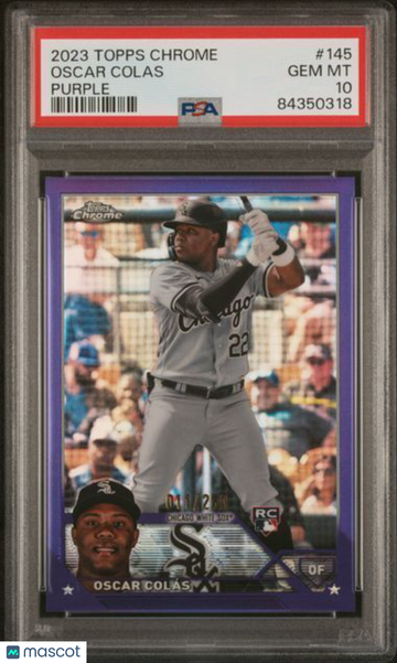 2023 Topps Chrome Oscar Colas #145 Purple Refractor PSA 10