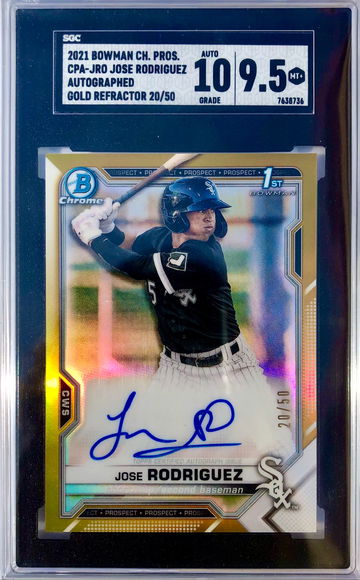 2021 Bowman Chrome Jose Rodriguez Gold Auto /50 SGC 9.5 Auto 10