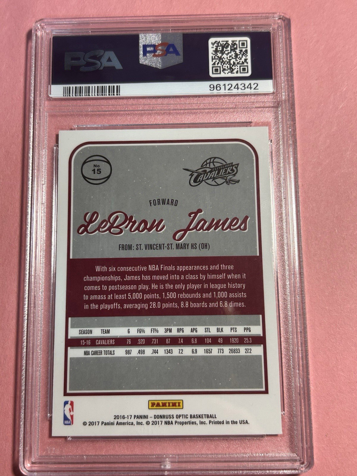 2016 Panini Donruss Optic LeBron James #15 [Base] Base Set PSA 10 
