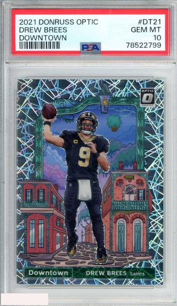 2021 PANINI DONRUSS OPTIC DOWNTOWN DREW BREES #DT21 SAINTS PSA 10 GEM MT