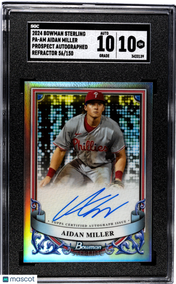 2024 Bowman Sterling Aidan Miller #PA-AM Prospect Autograph Refractor SGC 10 Auto 10