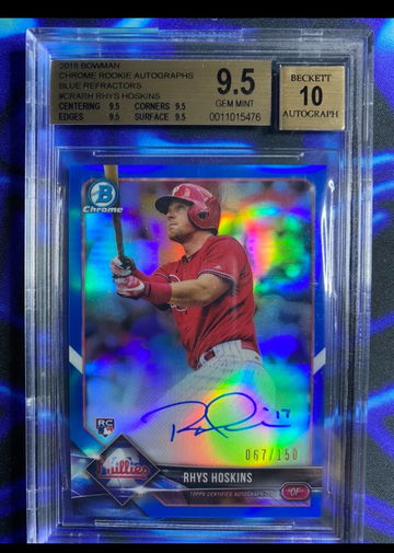 2018 Bowman Chrome Rookie Blue Auto Rhys Hoskins /150 BGS 9.5/10 True Gem 💎  