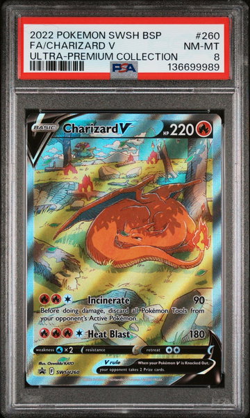 2022 Pokemon Sword and Shield Black Star Promo Ultra Premium Collection Charizard V #260 PSA 8
