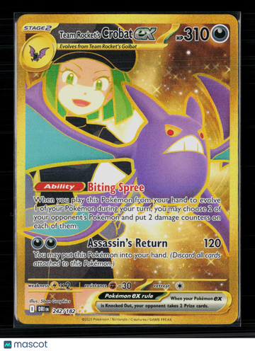 Pokemon Trading Card 2025 Destined Rivals Team Rocket's Crobat ex Holo Secret Rare HR 242/182 English