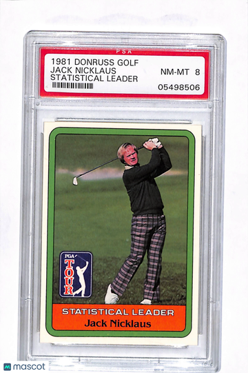 1981 Donruss Golf Jack Nicklaus Statistical Leader PSA 8