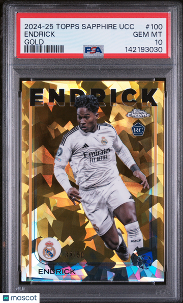 2024-25 Topps Chrome Sapphire Edition UEFA Club Competitions Endrick #100 Gold /50 PSA 10