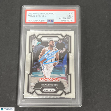 2023 Panini Prizm Monopoly Mikal Bridges #10 PSA 7 Auto A