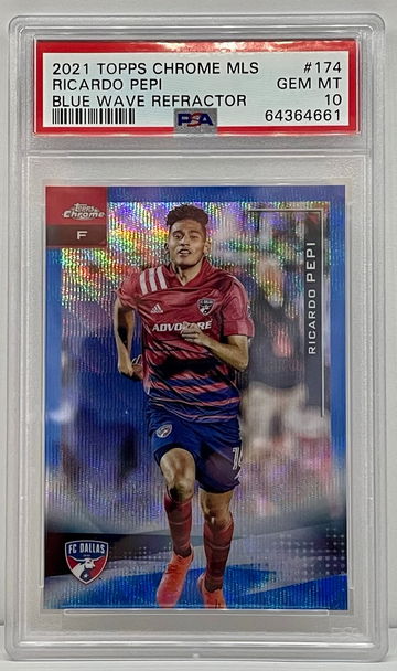 2021 Topps Chrome MLS Ricardo Pepi Blue Wave Refractor /199 PSA 10