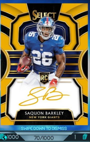 2018 Select Panini Blitz Saquon Barkley Auto /1000