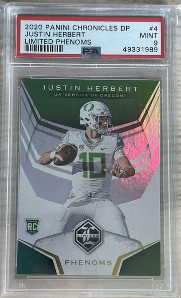 2020 Panini Chronicles Draft Limited Phenoms Justin Herbert ROOKIE RC #4 PSA 9