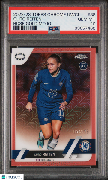 2022-23 Topps Chrome UEFA Women'S Champions League Guro Reiten #88 Rose Gold Mojo PSA 10
