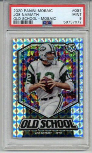 2020 PANINI MOSAIC OLD SCHOOL #OS7 JOE NAMATH CARD NEW YORK JETS PSA 9