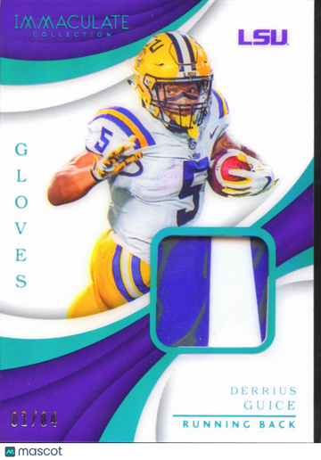 Derrius Guice 2018 Panini Immaculate Collection Collegiate Player-worn material Gloves /84 LSU Tigers