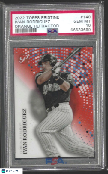 2022 Topps Pristine Ivan Rodriguez #140 Orange Refractor PSA 10