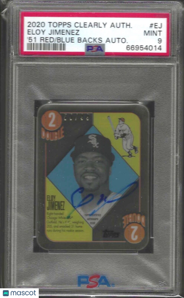 2020 Topps Clearly Authentic 1951 Red/Blue Backs Autographs Eloy Jimenez #EJ '51 Autograph PSA 9