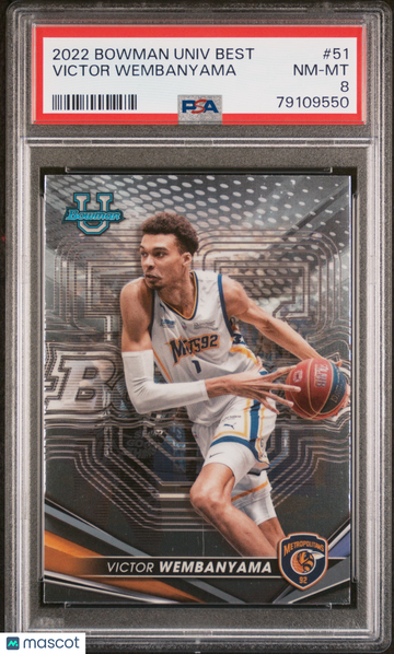 2022 Bowman University Best Victor Wembanyama #51 RC PSA 8