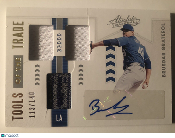 Brusdar Graterol 2020 Panini Absolute Dual Patch AUTO SP #113/140 LA Dodgers