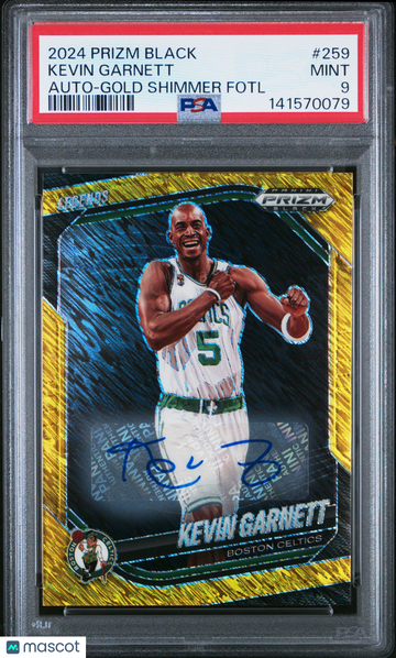 2024 Panini Prizm Black Kevin Garnett #259 Auto Gold Shimmer Fotl PSA 9