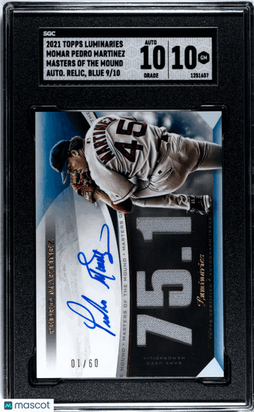2021 Topps Luminaries Pedro Martinez #MOMAR-PM /10 Masters Of The Mound Auto. Relic Blue SGC 10 Auto 10