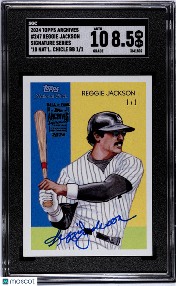 2024 Topps Archives Signature Series Reggie Jackson #247 '10 National Chicle Buyback 1 1 SGC 8.5 Auto 10