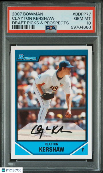 2007 Bowman Draft Picks & Prospects Clayton Kershaw #BDPP77 PSA 10