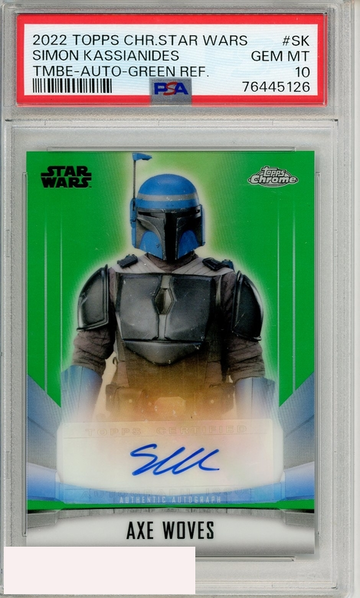 2022 TOPPS CH STAR WARS MANDO BESKAR AUTO KASSIANIDES #SK GRN PSA 10