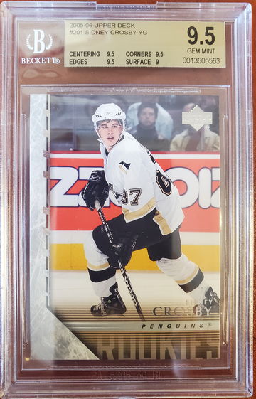 2005-06 UPPER DECK YOUNG GUNS SIDNEY CROSBY RC ROOKIE CARD  BGS 9.5