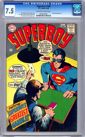 SUPERBOY #148 CGC 7.5 NEAL ADAMS COVER & CURT SWAN ART CLASSIC SILVER AGE 1968