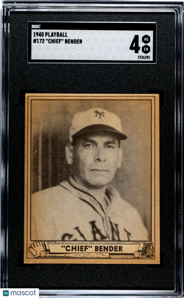 1940 Playball Chief Bender #172 SGC 4