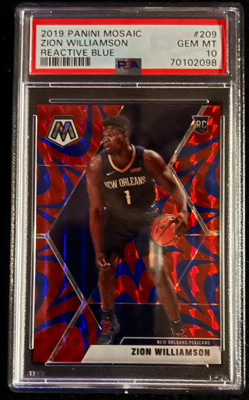 2019 Panini Mosaic Reactive Blue Zion Williamson RC #209 PSA 10 Gem Mint