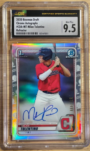 2020 Bowman Draft Chrome Autographs Milan Tolentino Refractor Auto #/499 Guardians Indians
