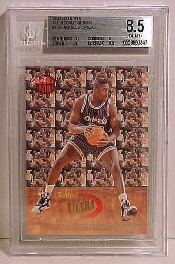 1992-93 ULTRA ALL ROOKIE SERIES #7 SHAQUILLE O'NEAL ROOKIE BGS 8.5 NM-MT+
