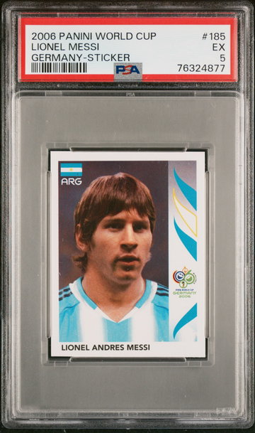 2006 PANINI WORLD CUP GERMANY STICKERS LIONEL MESSI #185 FIRST WORLD CUP PSA 5