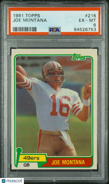 1981 Topps Joe Montana #216 PSA 6