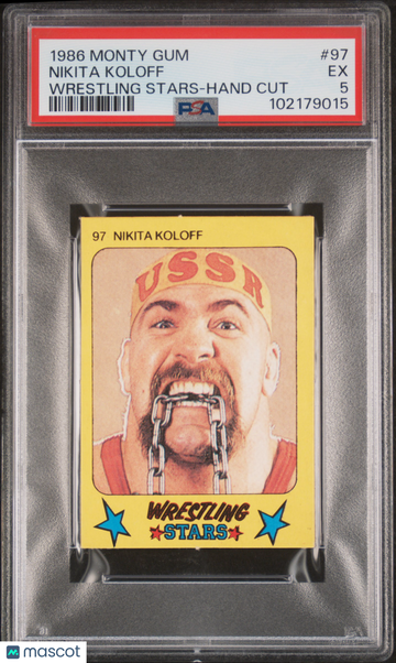 1986 Monty Gum Wrestling Stars-Hand Cut Nikita Koloff #97 97 Rookie PSA 5