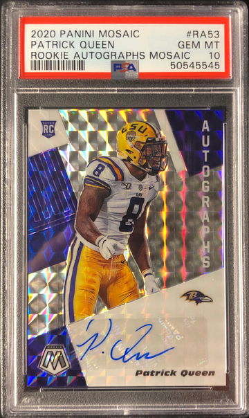 2020 Panini Mosaic Patrick Queen Rookie Autographs Mosaic PSA 10