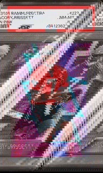 2016 Panini Spectra Rookie Neon Pink /10 Jacoby Brissett #122 Rookie RC PSA 8