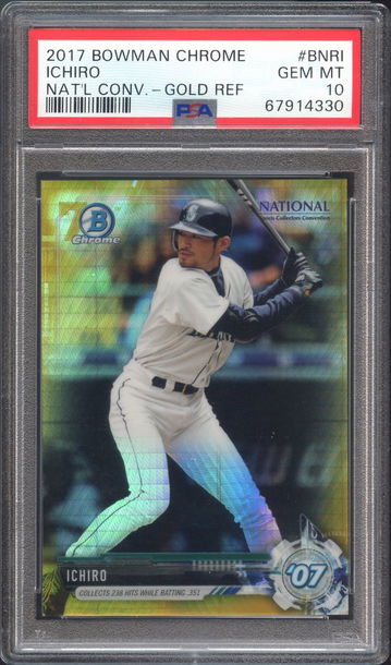 2017 Bowman Chrome Gold Refractor /50 Ichiro National Convention PSA 10 RARE