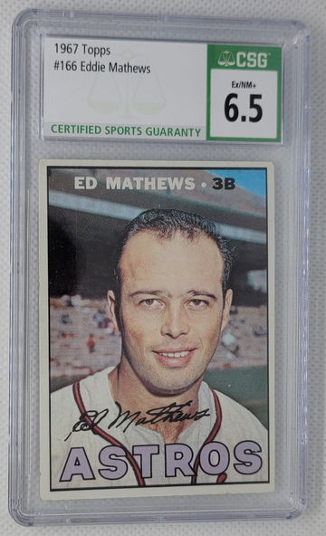 Eddie Mathews 1967 Topps #166 HOF CSG 6.5 EX/NM+