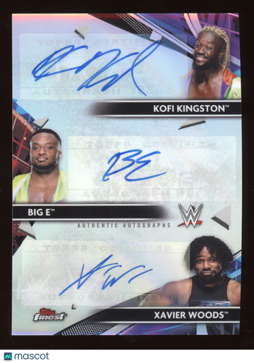 2021 Topps Finest WWE Kofi Kingston Big E Xavier Woods #TA-ND Triple Autograph