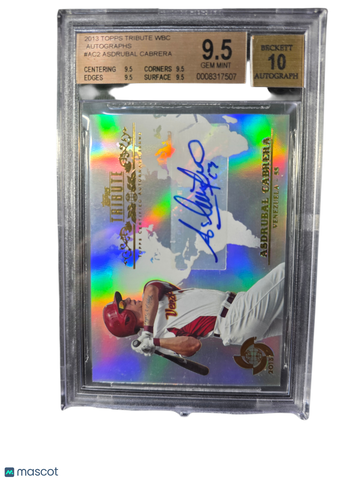 2013 Topps Tribute WBC Autographs Asdrubal Cabrera #AC2 BGS 9.5 Auto 10