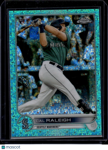 2022 Topps Chrome Cal Raleigh #149 Aqua Speckle /199 RC