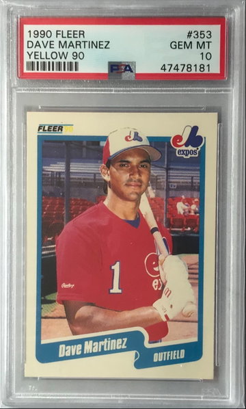Dave Martinez Error (Yellow 90) - 1990 Fleer #353 - PSA 10 Gem Mint