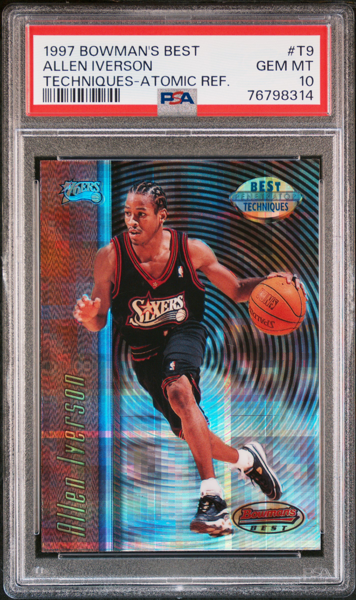 1997-98 Bowman's Best Techniques Atomic Refractor Allen Iverson #T9 PSA 10