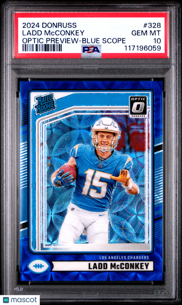 2024 Panini Donruss Ladd Mcconkey #328 Optic Preview Blue Scope PSA 10