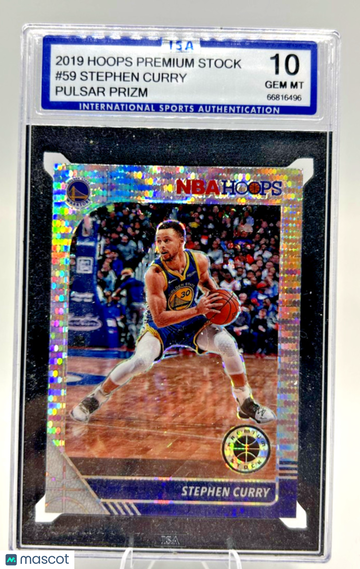 2019-20 Panini NBA Hoops Premium Stock Stephen Curry #59 Pulsar Prizm Parallel/Variety Base Set ISA 10